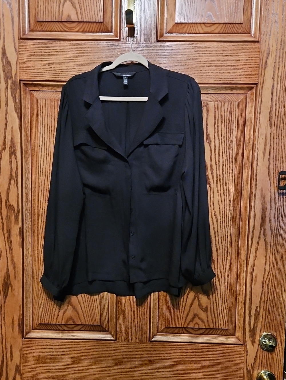 White House Black Market Black Button-Front Blouse